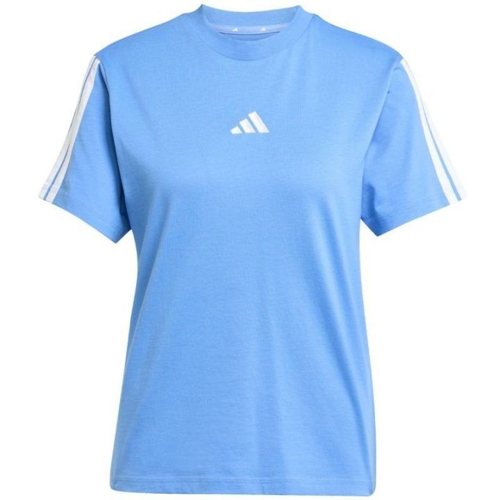 Moteriški marškinėliai adidas Essentials 3-Stripes Cotton, šviesiai mėlyni