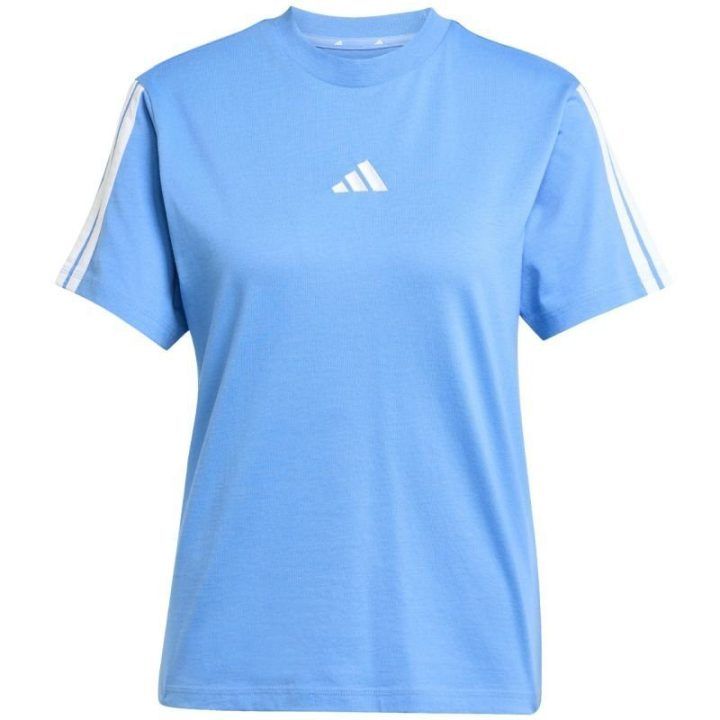 Moteriški marškinėliai adidas Essentials 3-Stripes Cotton, šviesiai mėlyni