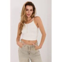 Balta rumbuota crop top palaidinė Sublevel
