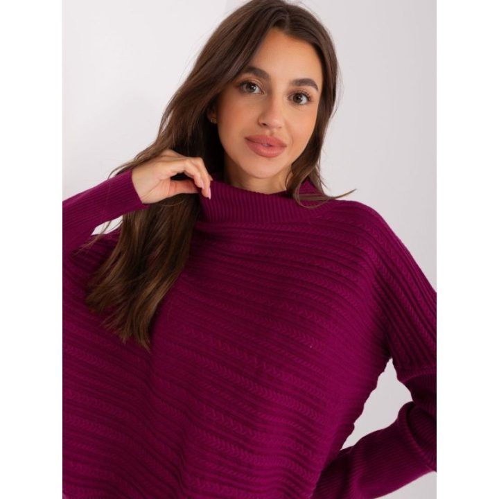 Moteriškas asimetriškas golfas Wool Fashion Italia, violetinis