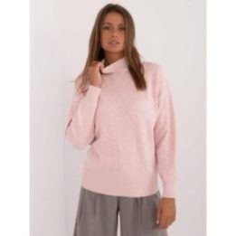 Moteriškas akrilinis golfas su pusiau golfo apykakle Wool Fashion Italia, šviesiai rožinis
