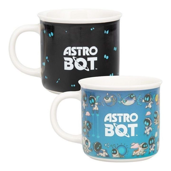Spalvą keičiantis keraminis puodelis su Astro Bot motyvu, 350 ml, mėlynas