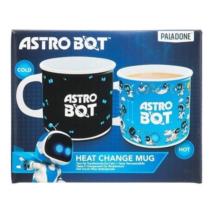 Spalvą keičiantis keraminis puodelis su Astro Bot motyvu, 350 ml, mėlynas