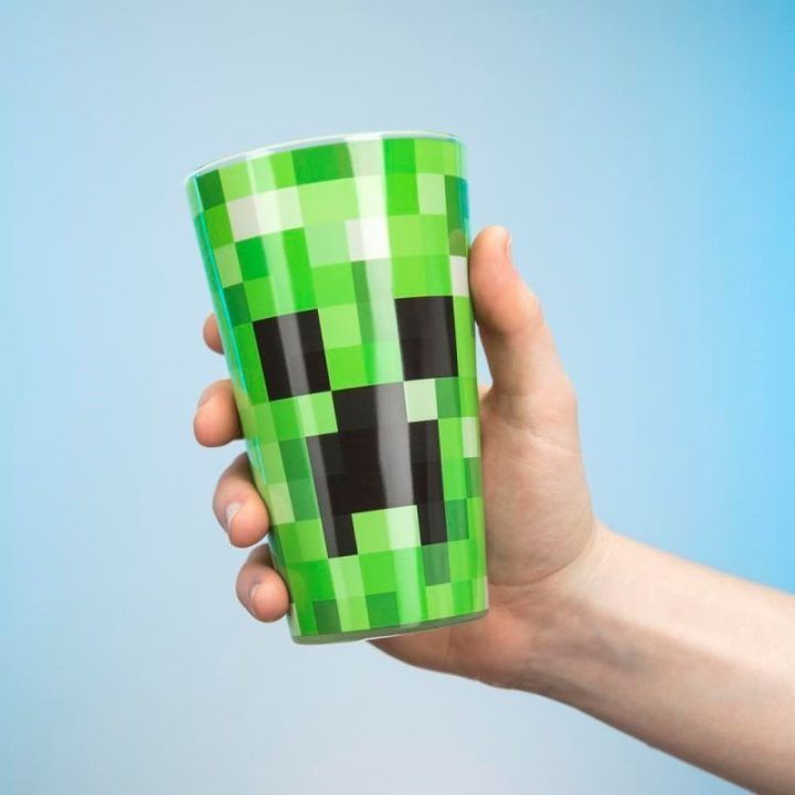 Stiklinė su Minecraft Creeper motyvu, 400 ml, žalia