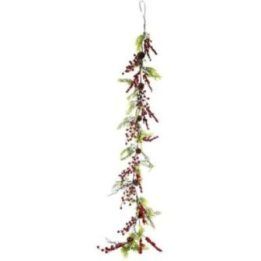 Dekoratyvinė kalėdinė girlianda Saska Gift and Decor, 175 cm, raudonos ir žalios spalvos