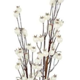 Dekoratyvinė šakelė su rutulio formos elementais Saska Gift and Decor, 70 cm, balta