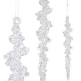 Kalėdų eglutės papuošalų rinkinys: plastikiniai varvekliai Mica Decorations, 7 vnt., 18 cm, skaidrūs