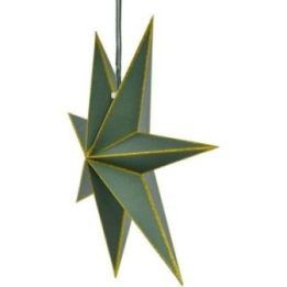 Kalėdinė popierinė žvaigždė su 7 spinduliais Saska Gift & Decor, 45 cm, žalia su aukso spalvos dekoracijomis