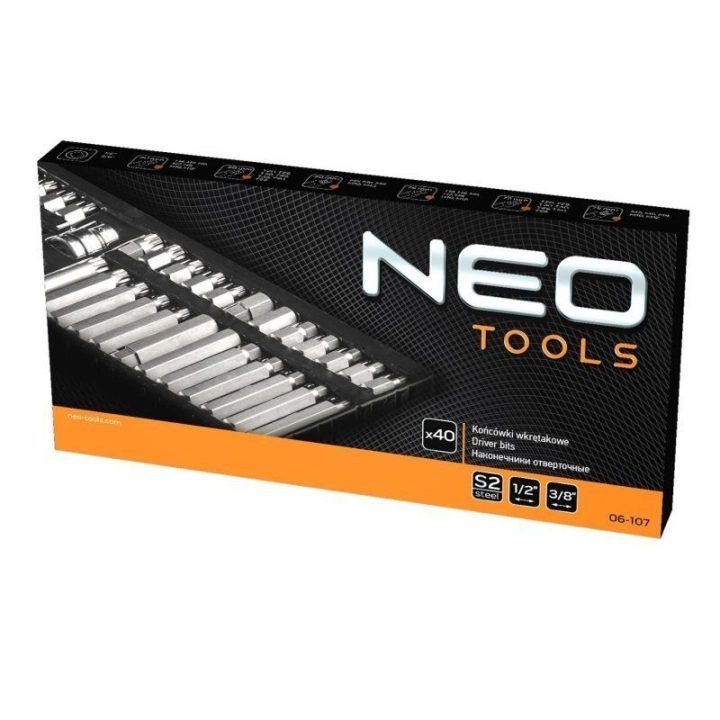 Atsuktuvų antgalių rinkinys NEO Tools, 40 vnt