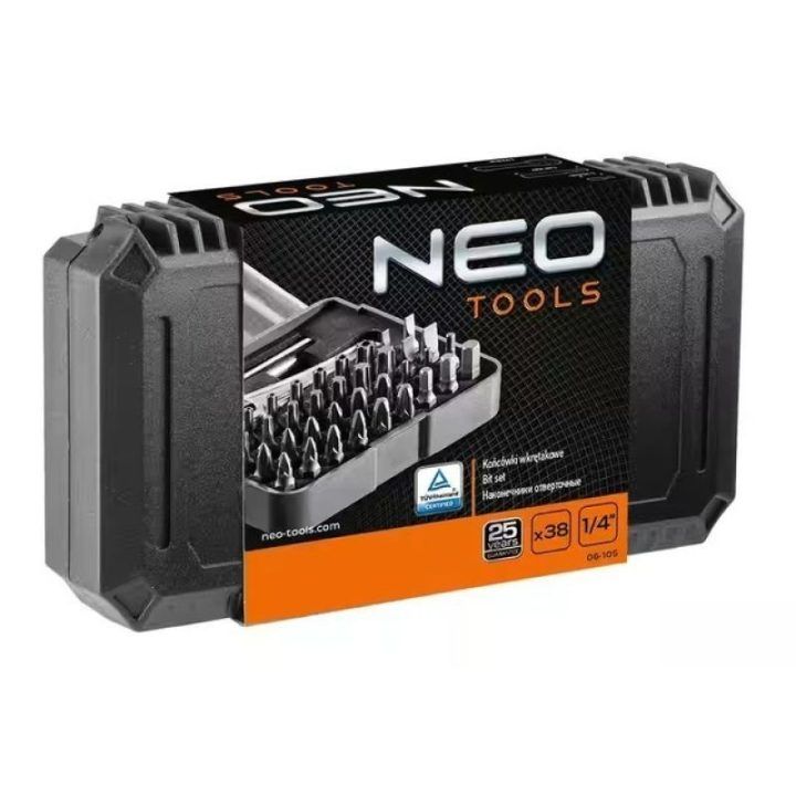 Atsuktuvų antgalių rinkinys su rankena NEO Tools, 38 vnt., juodas