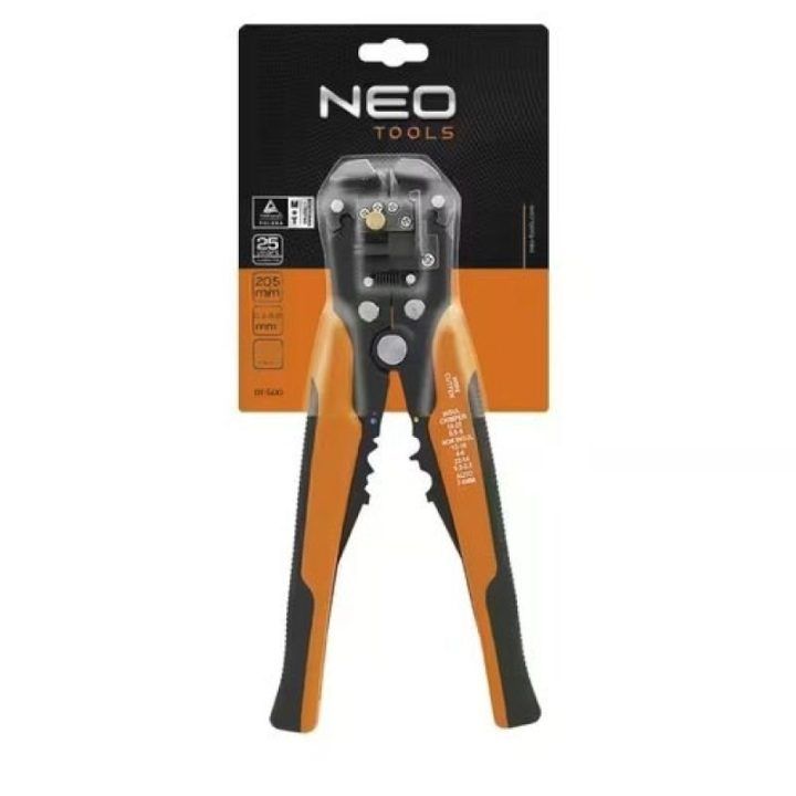 Automatinis priekinio tipo laidų izoliacijos nuėmiklis NEO Tools, 205 mm, oranžinis