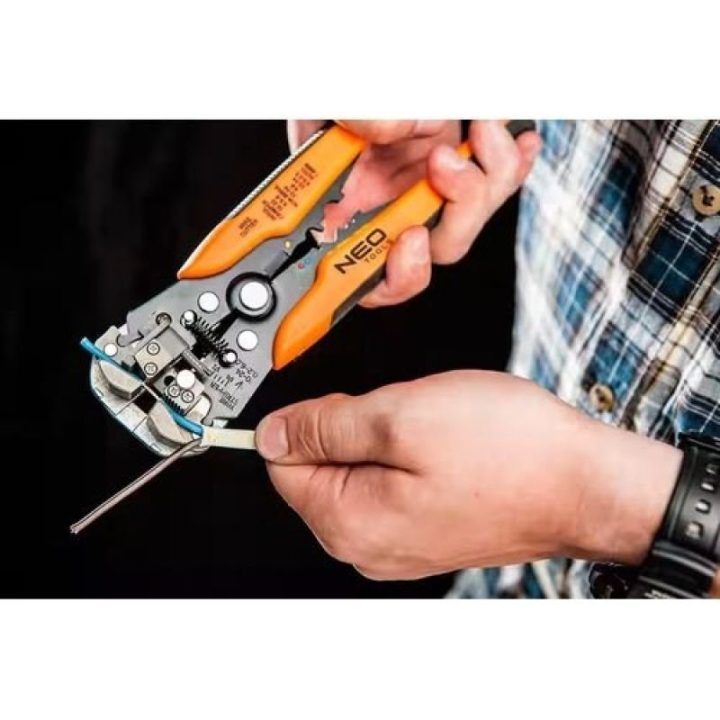 Automatinis priekinio tipo laidų izoliacijos nuėmiklis NEO Tools, 205 mm, oranžinis