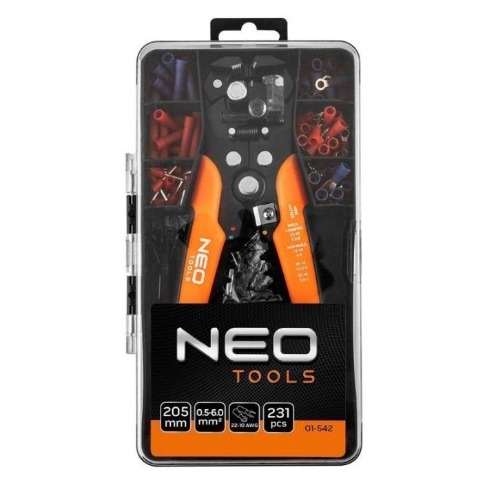 Automatinio izoliacijos nuėmiklio komplektas NEO Tools, 205 mm, 230 jungčių