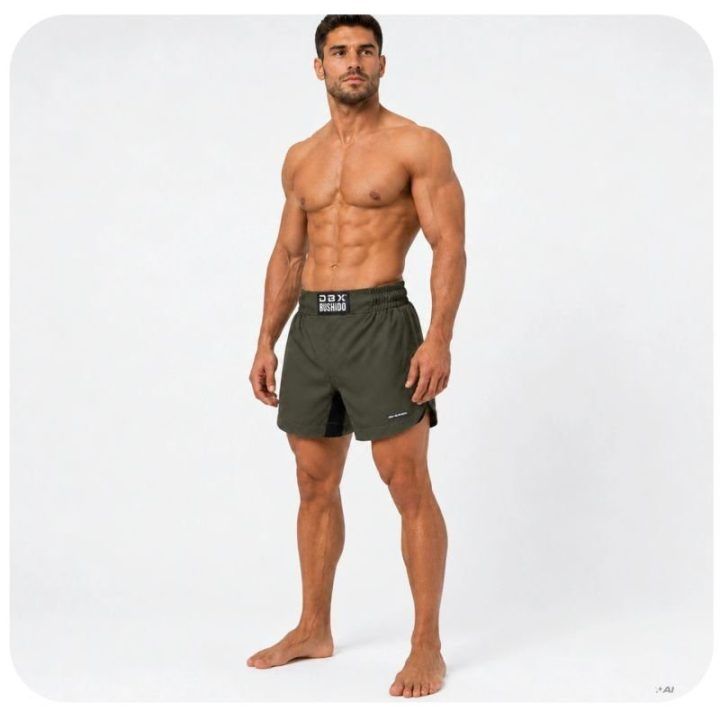 MMA šortai su trumpu kirpimu DBX Bushido COMBATWEAR V1, armijos žalios spalvos