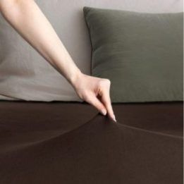 Paklodė su guma 220–240×200+30 gintarinė–šokoladinė