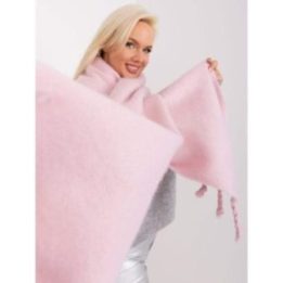 Moteriškas platus šalikas Wool Fashion Italia, apie 210 × 39 cm, šviesiai rožinis