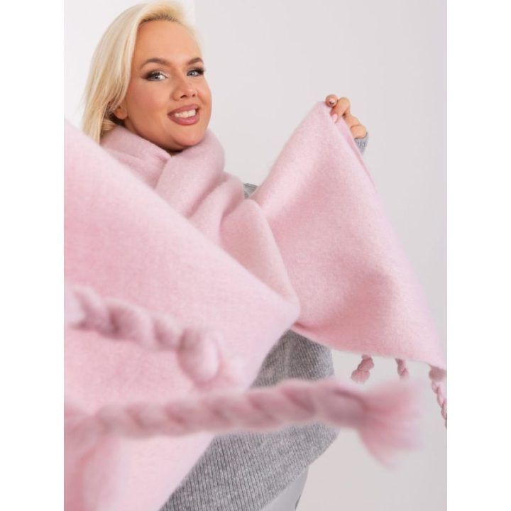 Moteriškas platus šalikas Wool Fashion Italia, apie 210 × 39 cm, šviesiai rožinis
