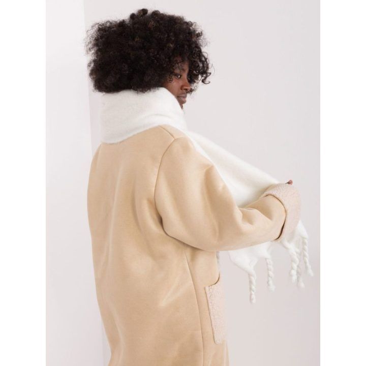 Moteriškas šalikas Wool Fashion Italia, apie 210 × 39 cm, baltas
