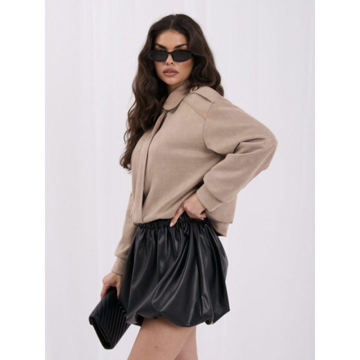 Moteriška demisezoninė striukė su apykakle Italy Moda, smėlio spalvos