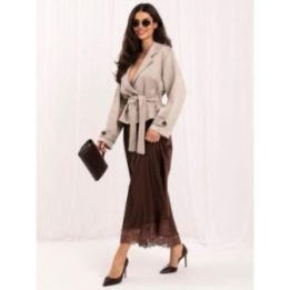 Moteriškas midi sijonas su nėriniais Italy Moda, rudas