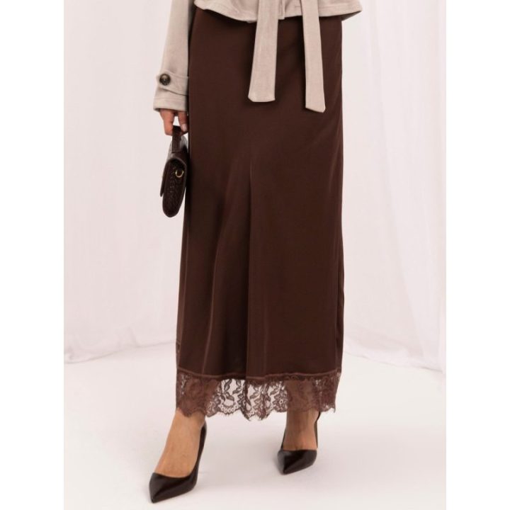 Moteriškas midi sijonas su nėriniais Italy Moda, rudas