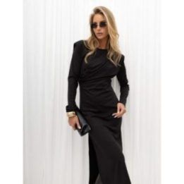 Moteriška pieštuko formos midi suknelė su apvalia iškirpte Italy Moda, juoda