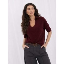 Moteriškas polo megztinis su apykakle Italy Moda, bordo spalvos