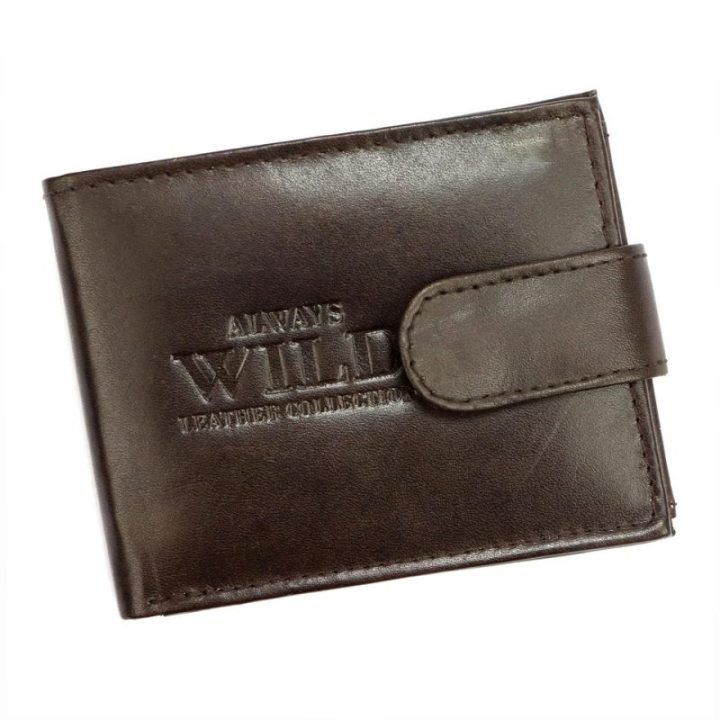 Vyriška natūralios odos piniginė Wild, 11 × 8,5 × 2,5 cm, juoda