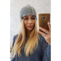 Moteriška žieminė kepurė su fliso pamušalu Zoja, pilka / mėlyna