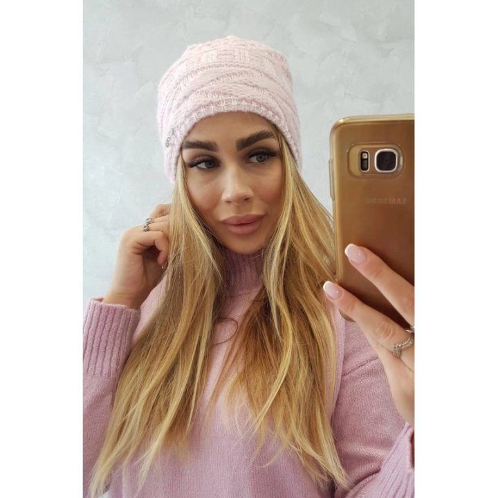 Moteriška žieminė kepurė su fliso pamušalu Edyta, pudros rožinė