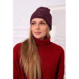 Moteriška žieminė kepurė su fliso pamušalu Edyta K298, tamsiai violetinė