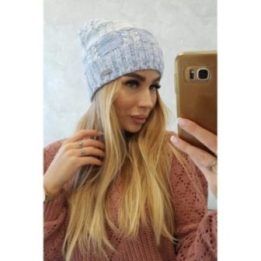 Moteriška žieminė kepurė su fliso pamušalu Dolores, mėlyna / balta