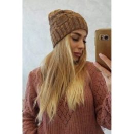 Moteriška žieminė kepurė su fliso pamušalu Dolores, garstyčių spalvos