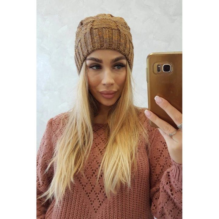 Moteriška žieminė kepurė su fliso pamušalu Dolores, garstyčių spalvos