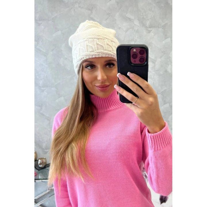 Moteriška žieminė kepurė Aniela, kreminė