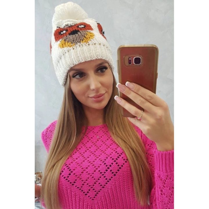 Moteriška žieminė kepurė Sowa, kreminė