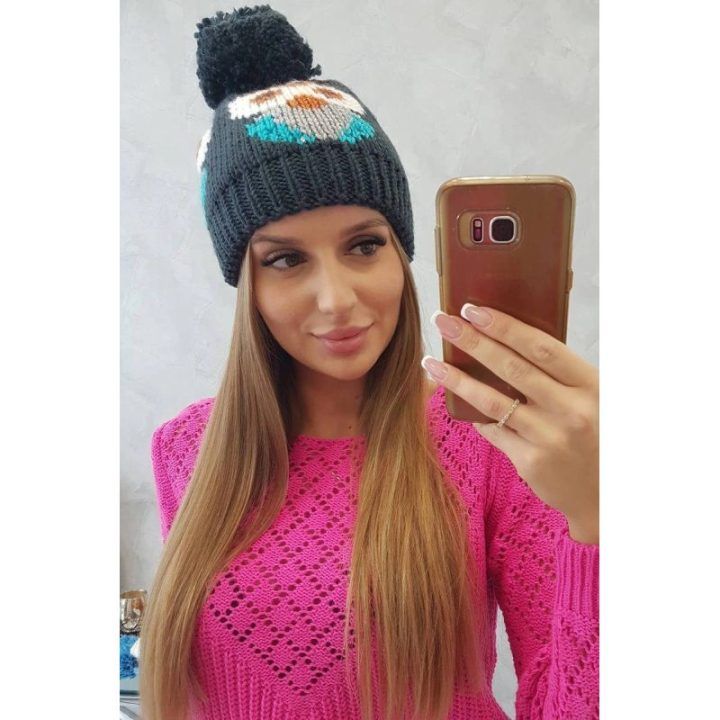 Moteriška žieminė kepurė Sowa, tamsiai mėlyna