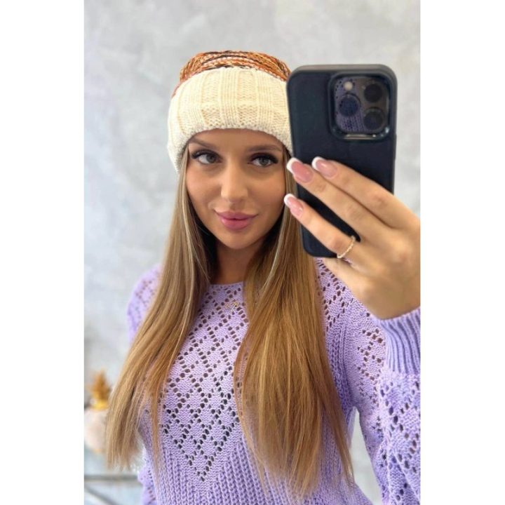 Moteriška žieminė kepurė universalaus dydžio Feba, kreminė