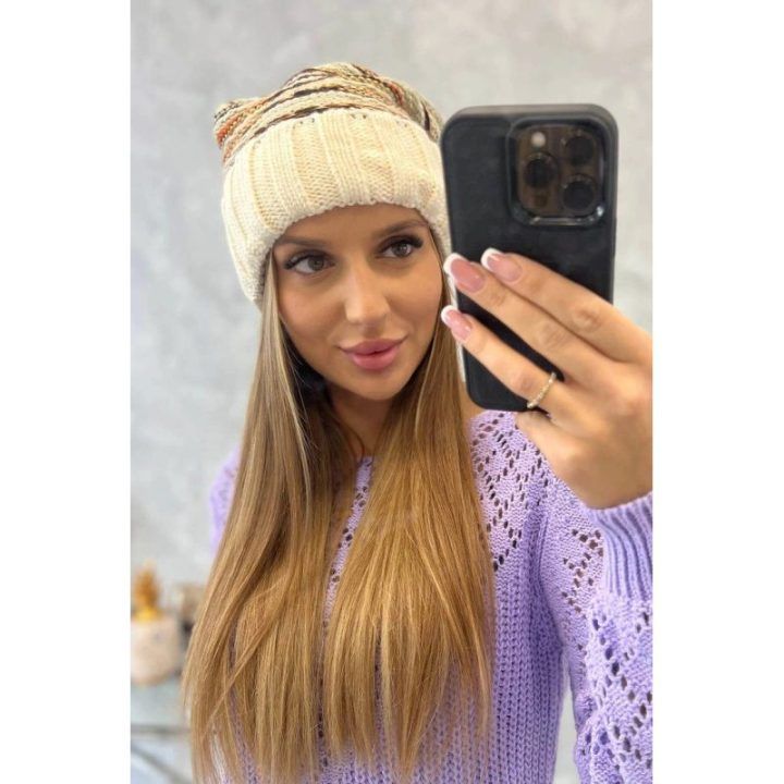 Moteriška žieminė kepurė Feba, kreminė