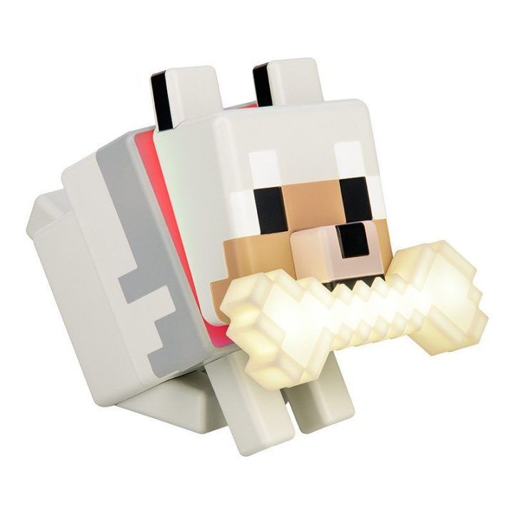 Naktinė lemputė su Minecraft vilko personažu Paladone GloBuddies, 14,3 cm