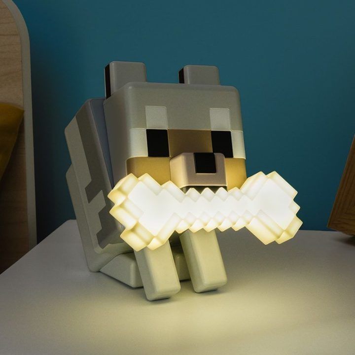 Naktinė lemputė su Minecraft vilko personažu Paladone GloBuddies, 14,3 cm
