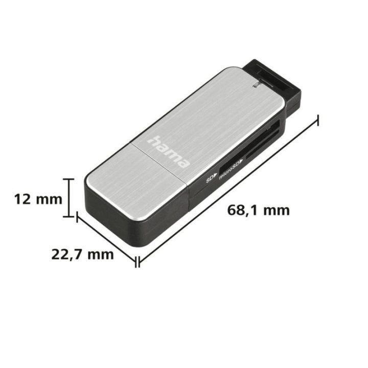 Aliuminio korpuso atminties kortelių skaitytuvas su USB 3.0 jungtimi Hama
