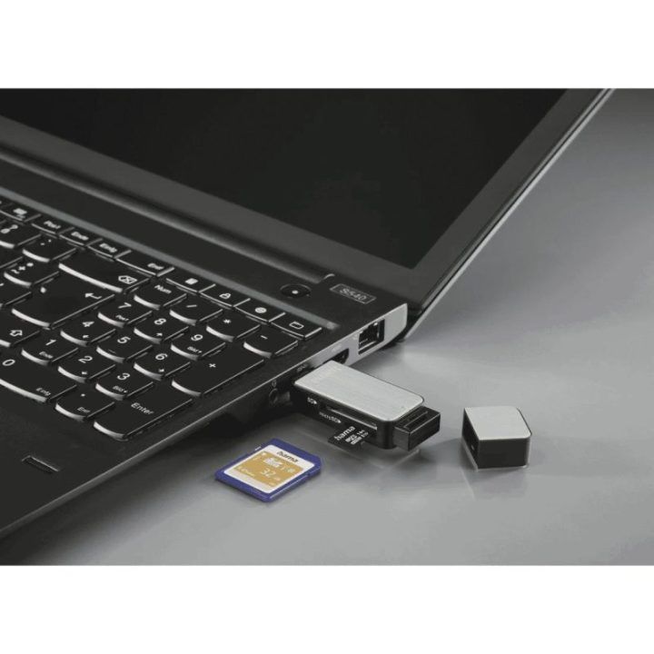 Aliuminio korpuso atminties kortelių skaitytuvas su USB 3.0 jungtimi Hama