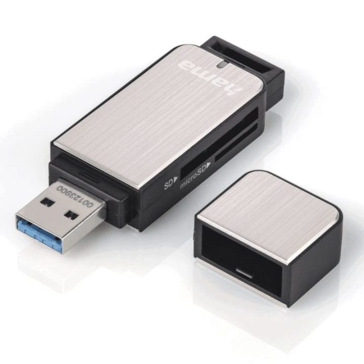 Aliuminio korpuso atminties kortelių skaitytuvas su USB 3.0 jungtimi Hama