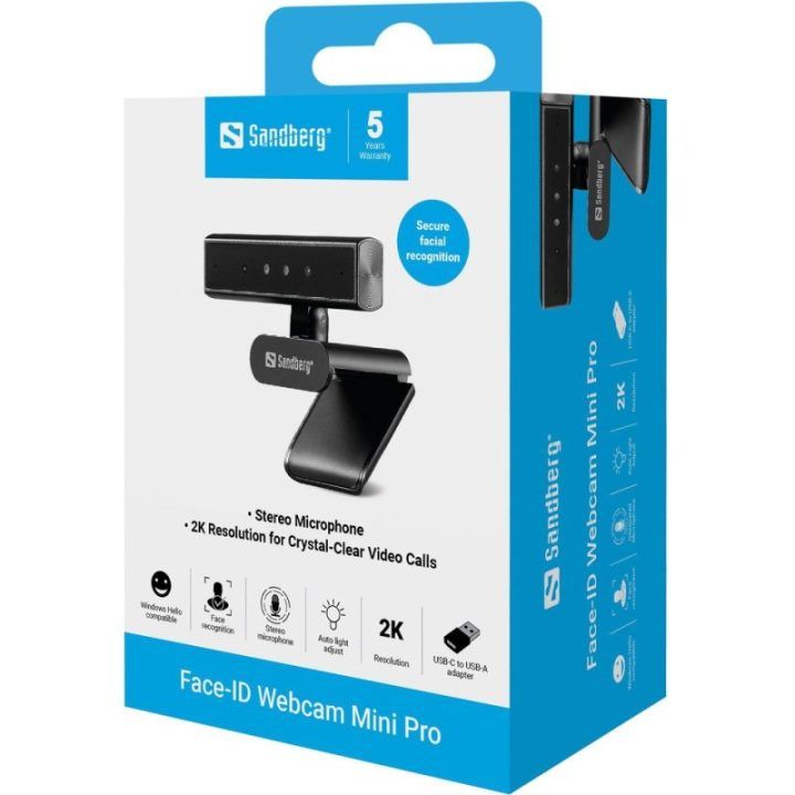 Internetinė kamera su veido atpažinimo funkcija Sandberg Face-ID Mini Pro, 2K