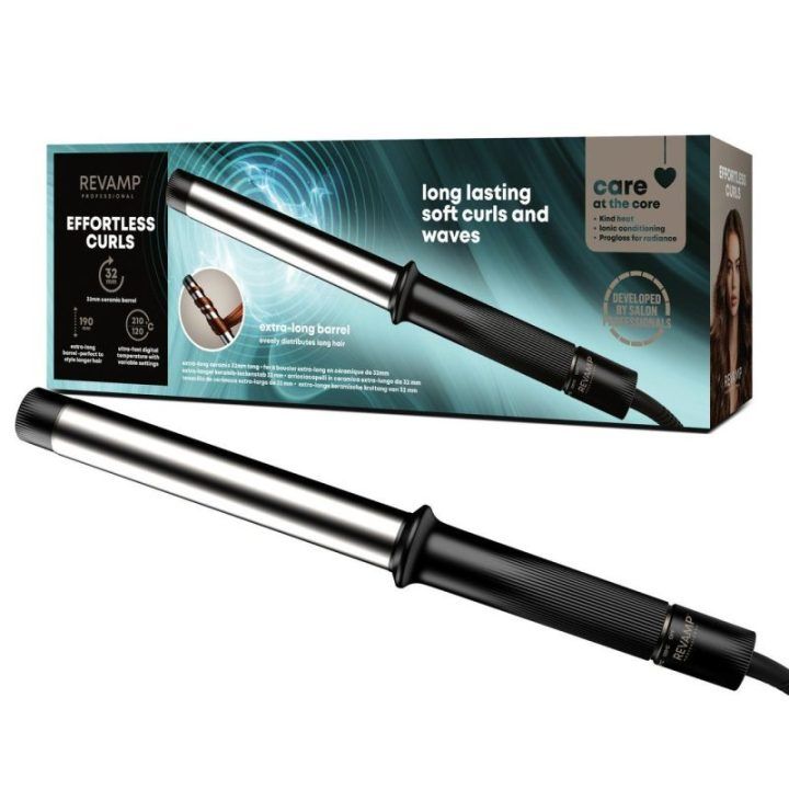 Garbanojimo žnyplės su 32 mm keraminiu vamzdeliu Revamp Effortless Curls, 3 m