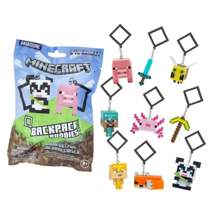 Kuprinės pakabukų rinkinys Minecraft Paladone Backpack Buddies Series 2, 24 vnt