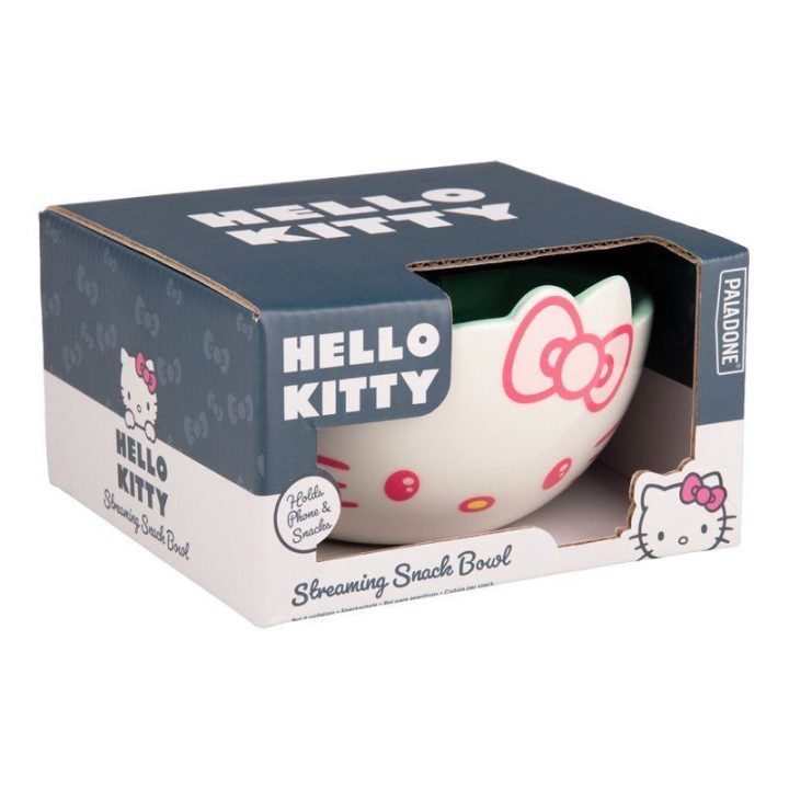 Užkandžių dubenėlis su telefono laikikliu ir Hello Kitty motyvu Paladone, 16 × 16 × 9 cm
