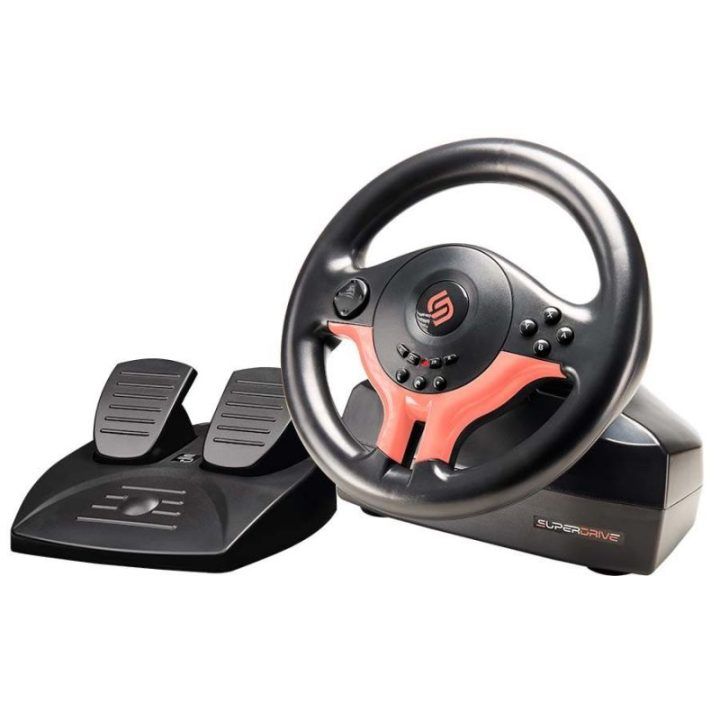 Žaidimų vairo ir pedalų komplektas PS4/PS3/XBOX ONE/PC/SWITCH Subsonic Superdrive SV 250-S, raudonas