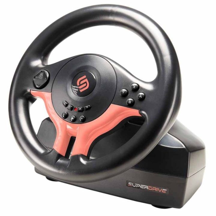 Žaidimų vairo ir pedalų komplektas PS4/PS3/XBOX ONE/PC/SWITCH Subsonic Superdrive SV 250-S, raudonas